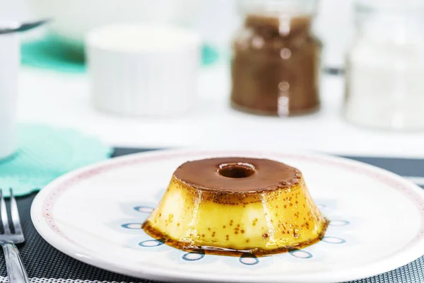 Condensed Milk Pudding Vanilla Cream Typical Brazilian Sweet Home Made — Photo