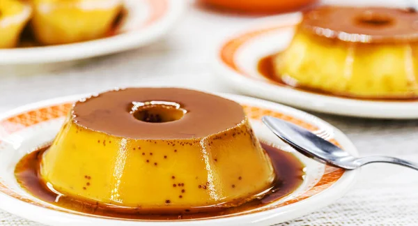 Dessert Condensed Milk Pudding Typical Brazilian Sweet Made Home Served — Photo