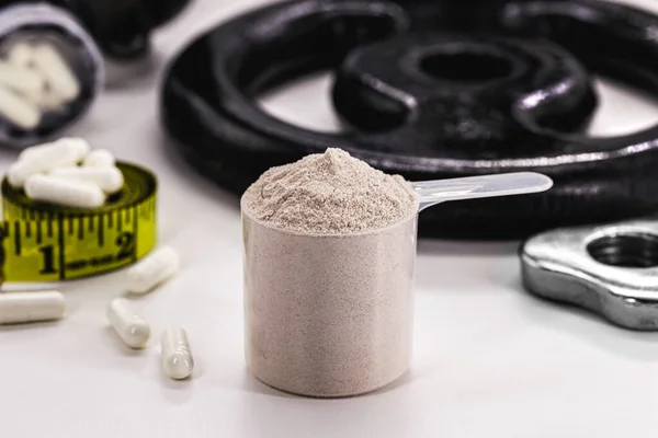 Creatine is an amino acid compound present in muscle fibers and the brain, used by athletes, food supplement for athletes