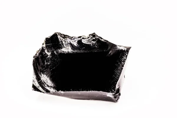 Чорний Обсідіан Чорна Кристалічна Руда Ізольованому Білому Тлі Чорний Колір — стокове фото