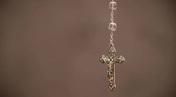 Crucifix Macro Photography Christian Catholic Symbol Background Copyspace Image Jesus — Stock Photo, Image