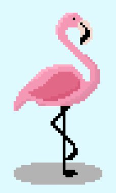 flamingo. Piksel flamingo görüntüsü. Piksel Sanatının Vektör İllüstrasyonu.