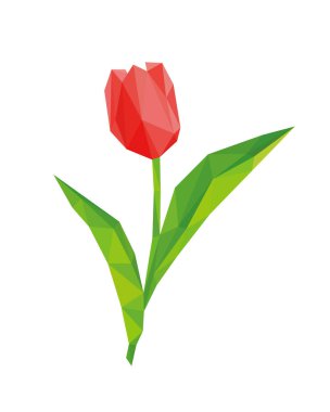 Bir çiçeğin çokgen görüntüsü. 3DLale vektör illüstrasyonu.