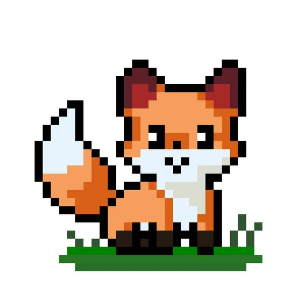 8 bit piksel foxl görüntü. Vektör illüstrasyonunda çapraz dikiş deseni için hayvan pikseli.