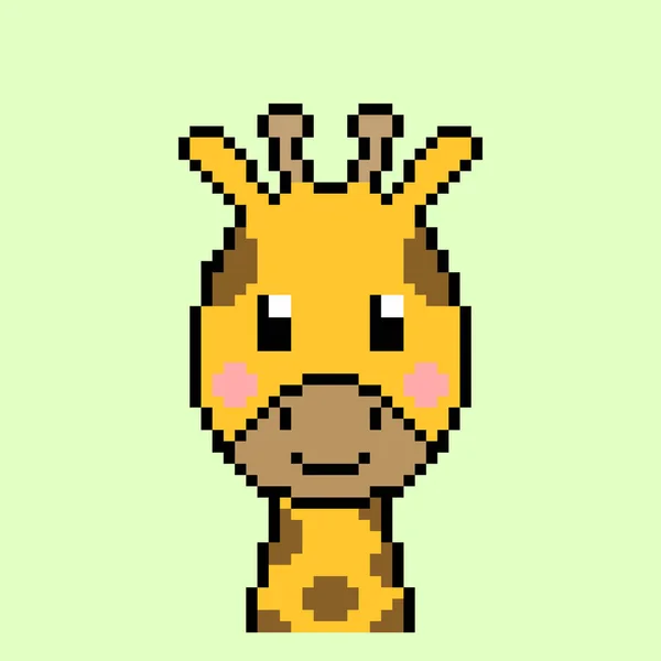 8位长颈鹿头像Pixel头 矢量中的动物象素艺术图解 — 图库矢量图片