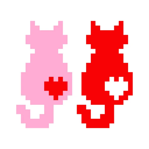 8位Pixel猫形象 像素艺术的动物矢量图解 — 图库矢量图片