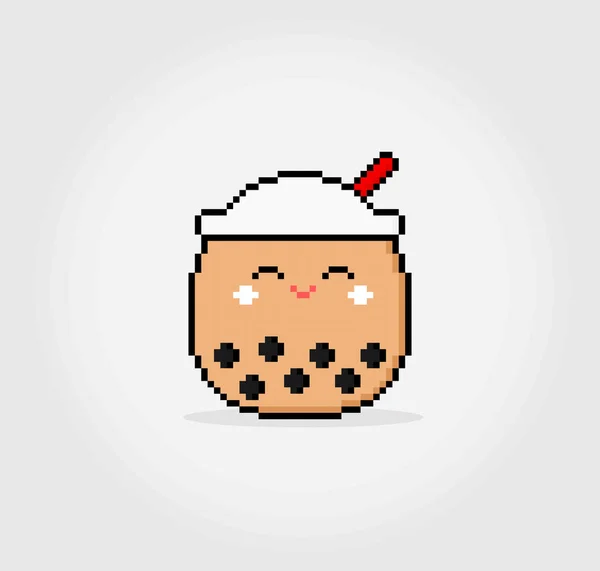 Bit Pixel Boba Drink Vector Illustration — ストックベクタ