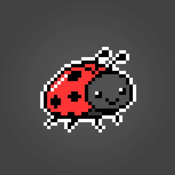 Bit Pixel Ladybug Animal Pixels Vector Illustration Game Asset — Stockvektor