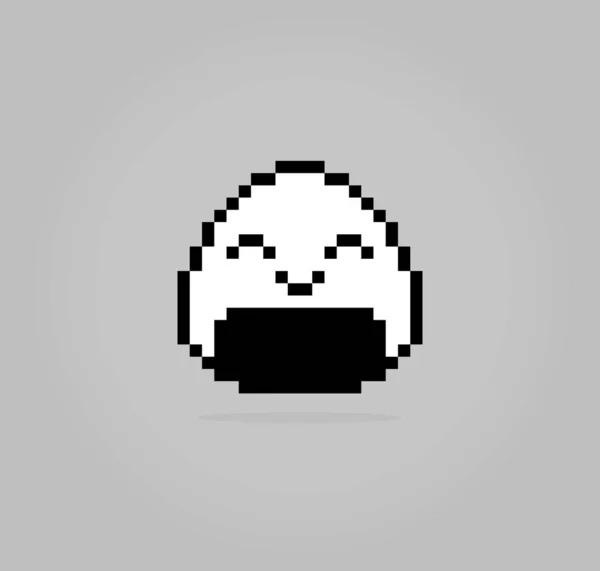 Bit Pixel Onigiri Japanese Food Game Assets Cross Stitch Patterns — Archivo Imágenes Vectoriales