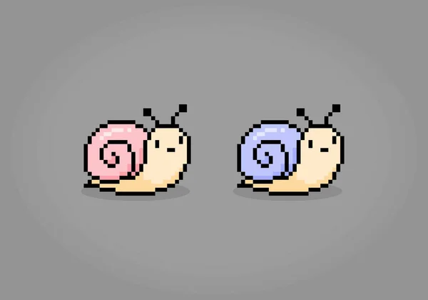 Bit Pixel Snail Animal Pixel Game Assets Cross Stitch Patterns — 스톡 벡터