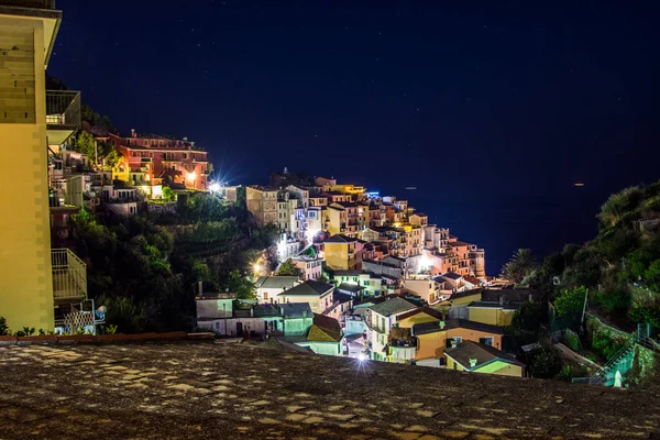 Manarola Cinque Terre Por Noche Spezia Italia —  Fotos de Stock