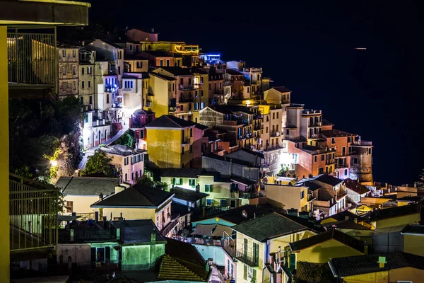 Manarola Cinque Terre Por Noche Spezia Italia — Foto de Stock
