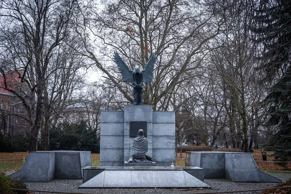 Wroclaw Poland January 2022 Stone Monument Victims Katyn Massacre Designed — стоковое фото