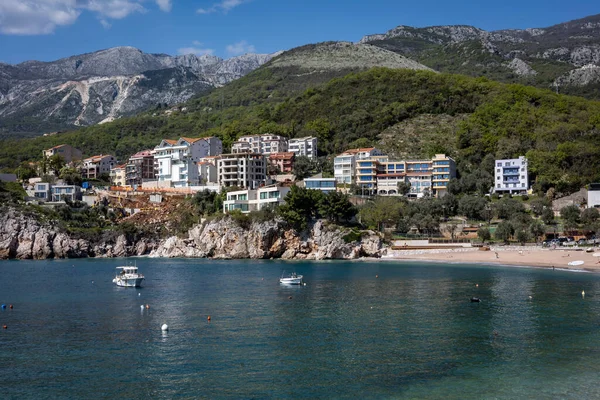 Budva Montenegro Abril 2022 Costa Adriático Área Budva Praia Areia — Fotografia de Stock