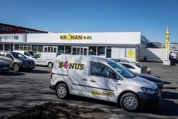 Reykjavik Iceland March 2022 Bonus Company Delivery Van Parked Front — Stock fotografie