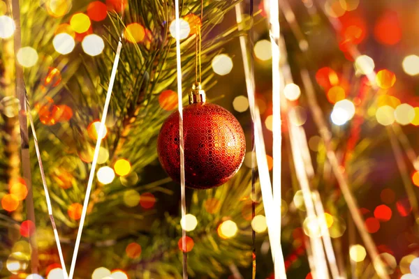Ball Pine Tree Bright Lights Warm Sunlight Christmas Tree Merry — Zdjęcie stockowe