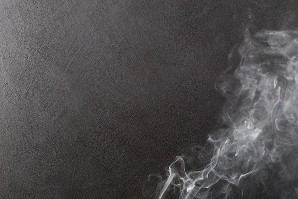 Fumaça Branca Direita Fundo Preto Sobe Fundo Com Espaço Cópia — Fotografia de Stock