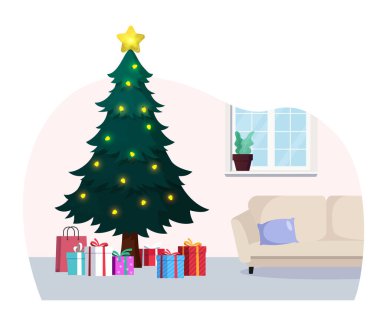 Ev Resimlerinde Hediyeler Olan Noel Ağacı