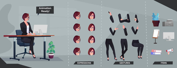 Business Character Wearing Black Suit Set For Animation And Creation Illustration