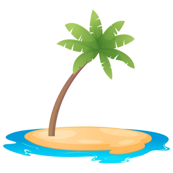 Cartoon Island with Beach, Sea and Palm Tree — стоковый вектор