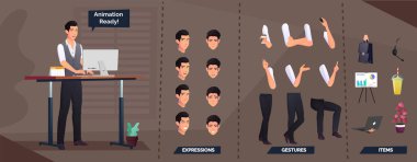 Office Worker Character Creation Premium Vector