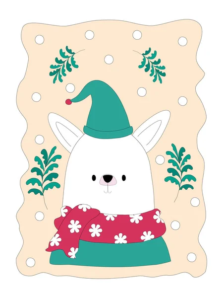 Boldog Karácsonyt Aranyos Karakterek Clip Art Tervezett Firka Stílusban Hogy — Stock Vector