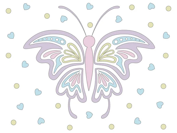 Ensemble Papillons Dans Des Tons Pastel Conçus Dans Style Doodle — Image vectorielle