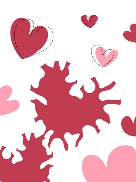 Γλυκό Μοτίβο Σχήμα Καρδιάς Σχεδιασμένο Στυλ Doodle Για Την Ημέρα — Διανυσματικό Αρχείο
