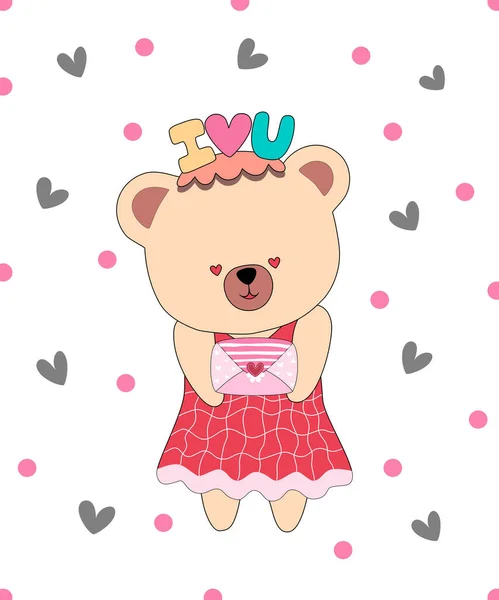 Vector Illustration Collection Cute Little Bears Designed Doodle Style Valentine — Stockvektor