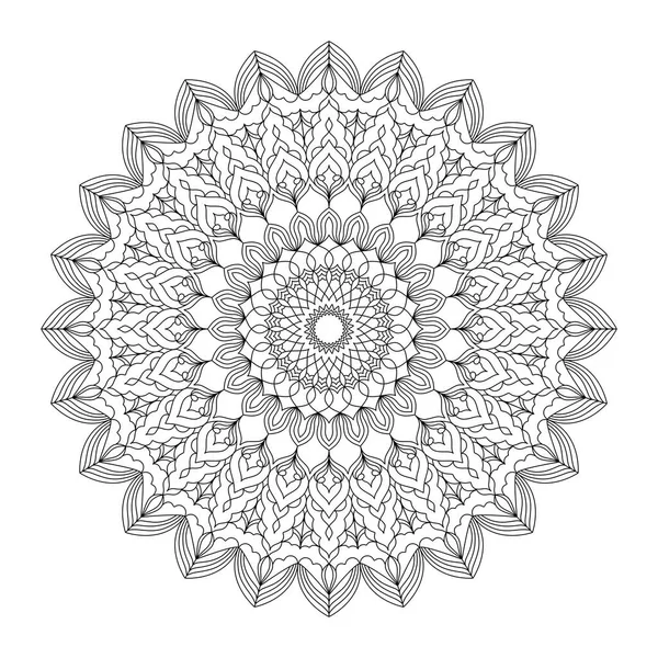 Seni Mandala Garis Hitam Dalam Pola Lingkaran Untuk Pewarnaan Halaman - Stok Vektor