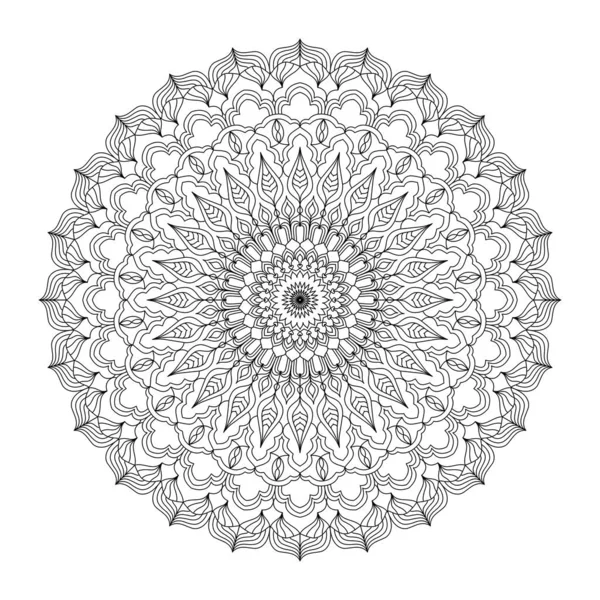Art Mandala Lignes Noires Cercle Pour Les Pages Colorier Méditation — Image vectorielle
