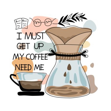 Tişört tasarımları, kumaş kalıpları, tuval baskıları, kartlar, kupürler, yastıklar, çantalar vs. için tasarlanmış vektör kahve alıntıları ve ilham seti.