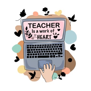 Vektör illüstrasyon Alıntıları ve ilham öğretmenleri, tişört tasarımları için tasarım karalama tarzı, kartlar, dijital baskılar, öğretmenler günü, hediyeler, tuval baskıları, çantalar ve daha fazlası.