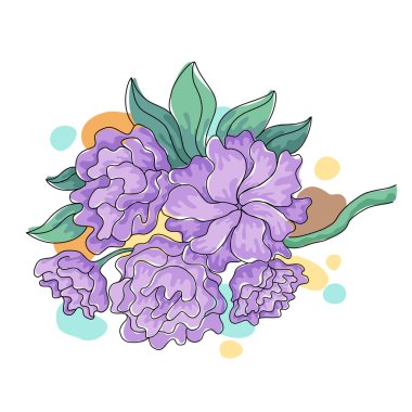 Kartlar, arka planlar, kartpostallar, posterler, hediyeler, bahar temalı dekorasyonlar ve daha fazlası için beyaz zemin üzerinde parlak renkte çiçek vektör illüstrasyonu 