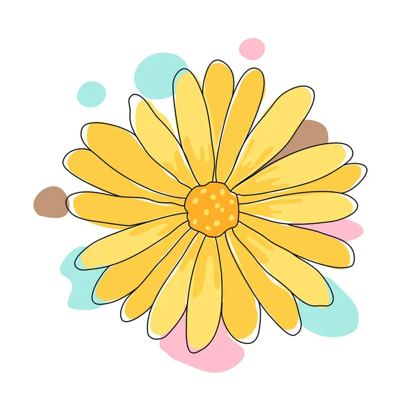 Flower Vector Illustration Designed Bright Colors Doodle Style White Background — Vettoriale Stock