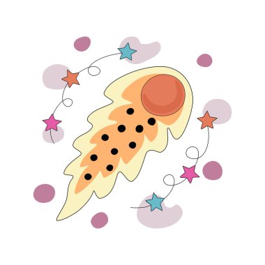 Beyaz arkaplanda bir tarz karalama içinde tasarlanmış uzay vektör ögeleri koleksiyonu dijital baskı, çocuklar için sanat, hatıra defteri, el işi, anaokulu gibi çeşitli biçimlerde kullanılabilecek şekilde uyarlanabilir.