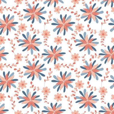 Karalama ve klasik tarzda dizayn edilmiş kusursuz çiçek desenleri. dijital baskı, arkaplan, bahar temalı dekorasyon, kumaş deseni, kart, hatıra defteri, tişört tasarımı ve daha fazlası için beyaz arkaplan 