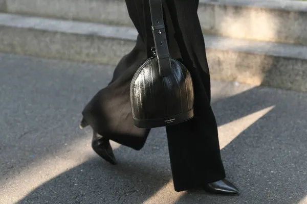 Milão Itália Setembro 2021 Roupa Estilo Rua Mulher Moda Vestindo — Fotografia de Stock