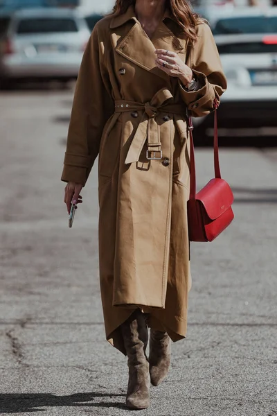 Milaan Italië September 2021 Straatstijl Outfit Vrouw Modieuze Outfit Detail — Stockfoto