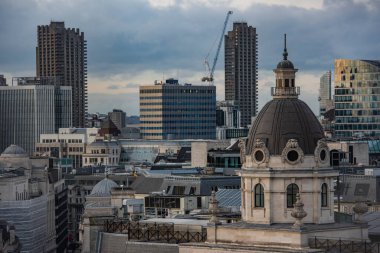 Londra, İngiltere 20 Şubat 2017 - Londra iş bölgesi manzarası, hava manzarası.