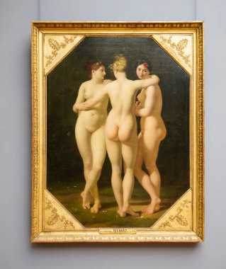 Paris, Fransa: 06 Mayıs 2017: Jean-Baptiste Regnault tarafından yapılan Üç Graces tablosu Louvre Müzesi 'nde sergilendi..