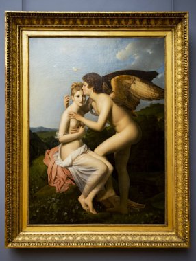 Paris, Fransa: 06 Mayıs 2017 - Ruh ve Aşk Tanrısı olarak da bilinen Ruh, De Vergnette Franois tarafından Cupid 'in ilk öpücük tablosunu (1798) Louvre Müzesi' nde sergilemiştir..