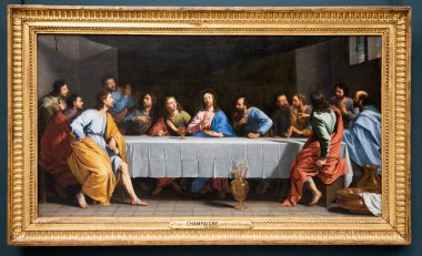 Paris, Fransa: 06 Mayıs 2017 - La Cene (Son Yemek), Philippe de CHAMPAIGNE 'nin Louvre Müzesi' nde sergilenen ünlü bir tablosu.