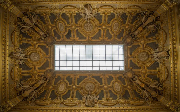 Paris France 2017 Architectural Details Ornamations Ceiling Painting Louvre Museum — 스톡 사진