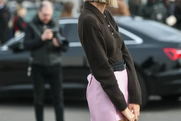 Milano Italien Februari Street Stil Kvinna Prada Outfit — Stockfoto