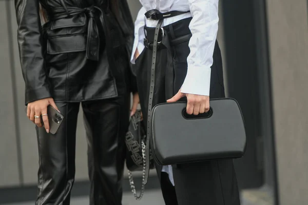 Milan Italie Février Street Style Femme Portant Une Chemise Blanche — Photo