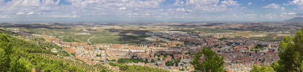 Panoramiczny Widok Jaen Jego Okolicę Widok Zamku Santa Catalina — Zdjęcie stockowe