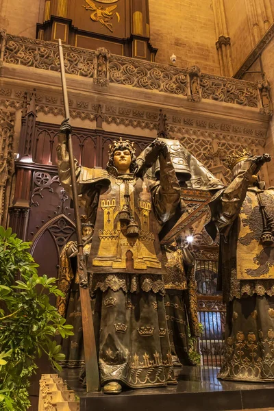 Vorderteil Des Grabes Von Christoph Kolumbus Der Kathedrale Von Sevilla — Stockfoto