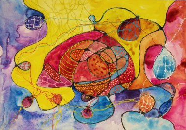 Kalbini evrene bağlıyorum. Kenarlara yakın dokunmatik tekniği kağıdın değişmiş yüzey pürüzü nedeniyle yumuşak bir odak etkisi verir.