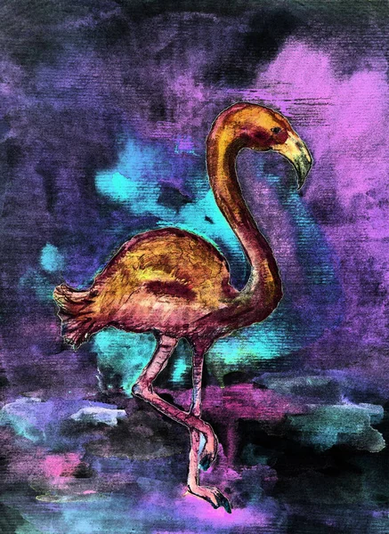 Psychedelic Trippy Flamingo Dabbing Technique Edges Gives Soft Focus Effect — Stock Fotó